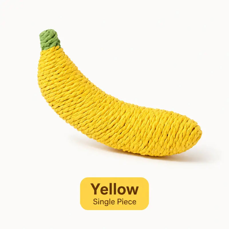 Sisal Fruit Interactive Cat Chewing Toy - 40G, Portable Banana Design for Biting, Batting, and Scratching, Ideal for Indoor Play (Yellow/Green)