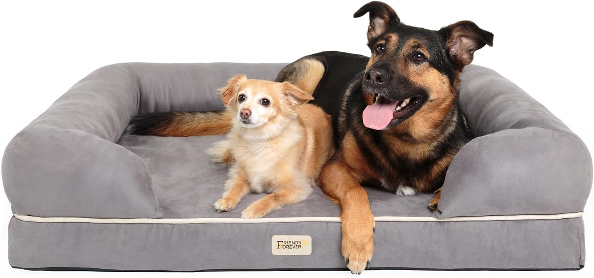 Orthopedic Memory Foam Dog Bed with Water-Resistant Cover and Non-Slip Base, 50" x 40" x 13", Chester Grey