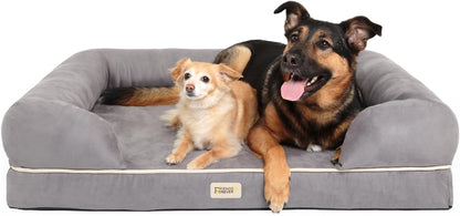 Orthopedic Memory Foam Dog Bed with Water-Resistant Cover and Non-Slip Base, 50" x 40" x 13", Chester Grey