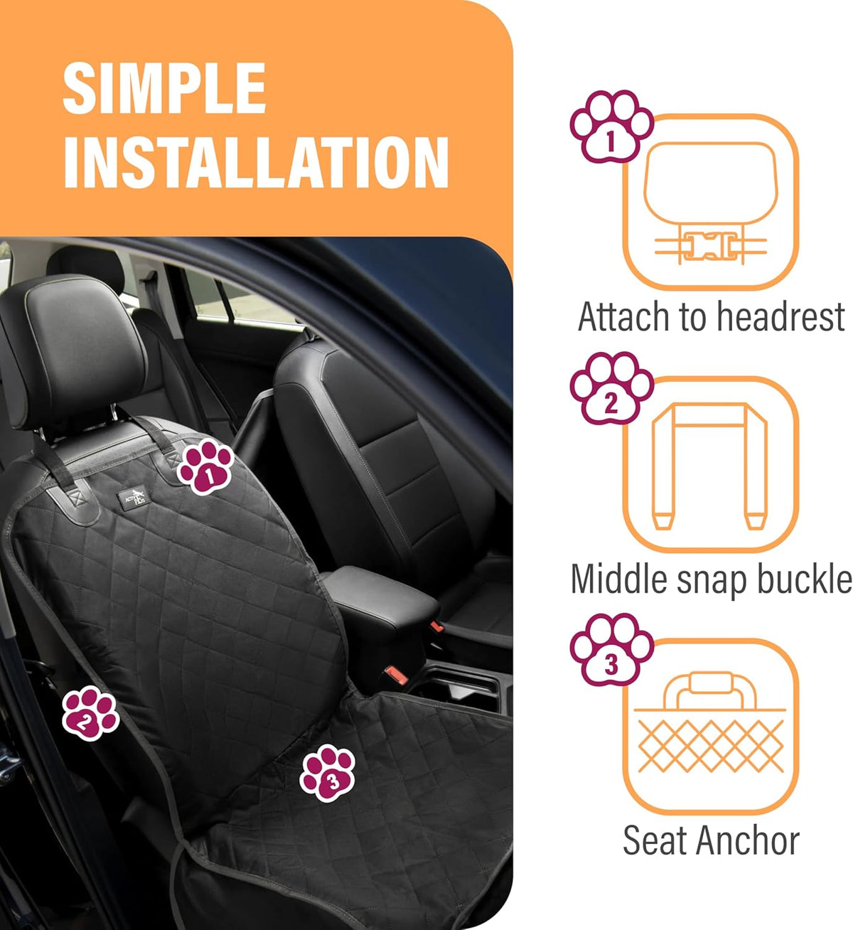Waterproof Dog Car Seat Cover - Front Seat Protector for SUVs, Trucks, and Sedans - Universal Fit Pet Safety Travel System in Beige