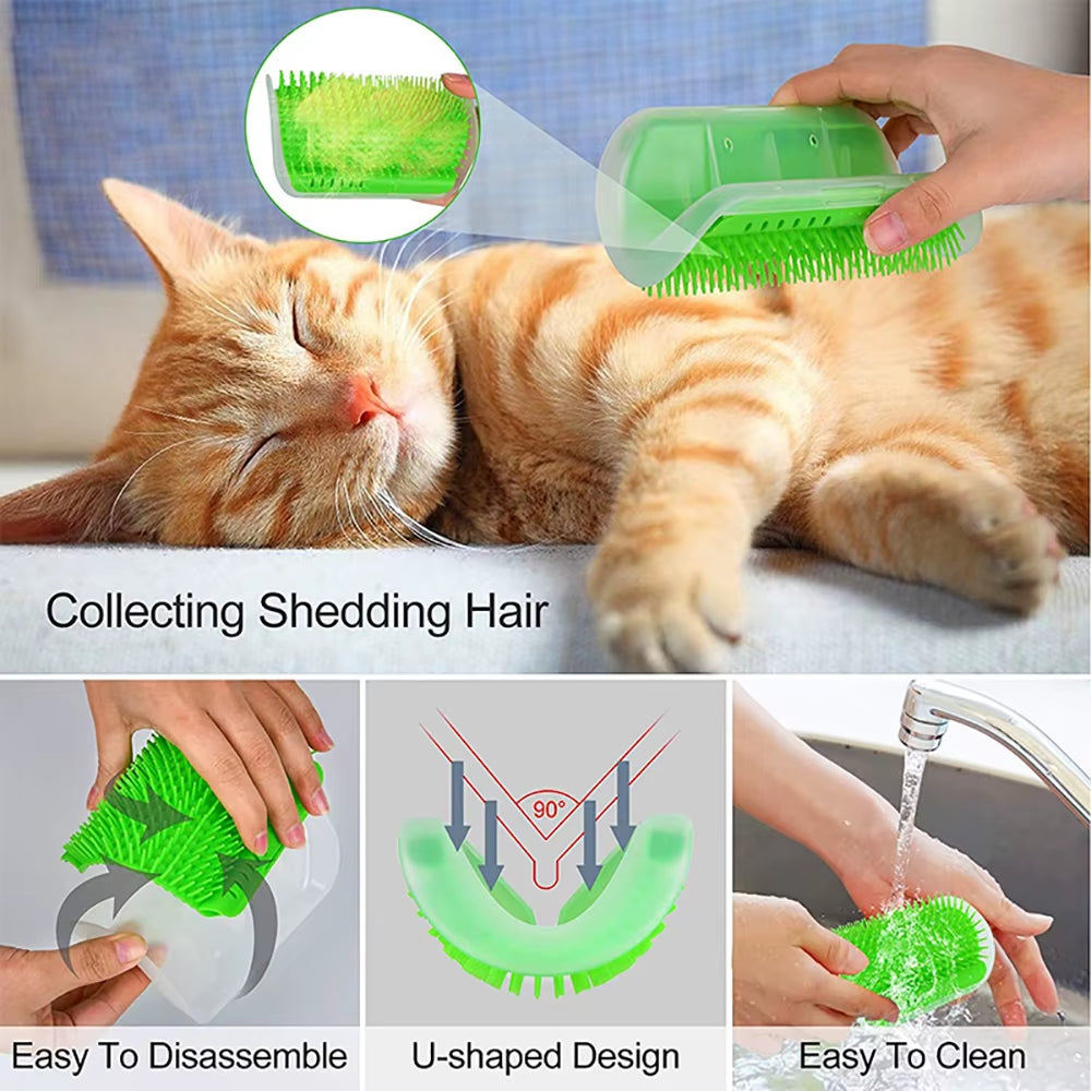 Professional Cat Grooming Brush with Corner Scraper for Hair Removal and Scratching, Removable Design for Kittens and Cats