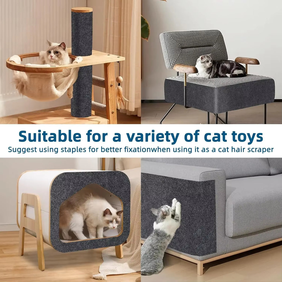 Sofa Protection Mat for Cats - Self-Adhesive Scratch Board and Climbing Frame