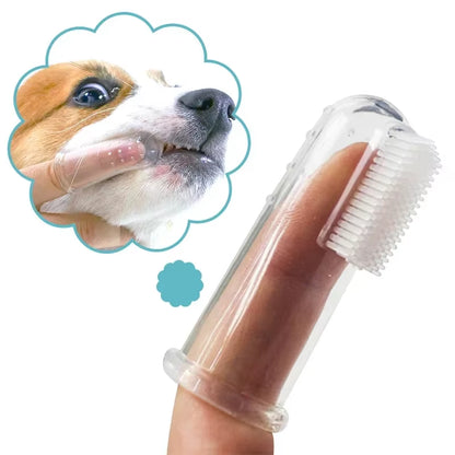 Premium Silicone Pet Finger Toothbrush for Dogs and Cats - Effective Bad Breath and Tartar Control Cleaning Tool