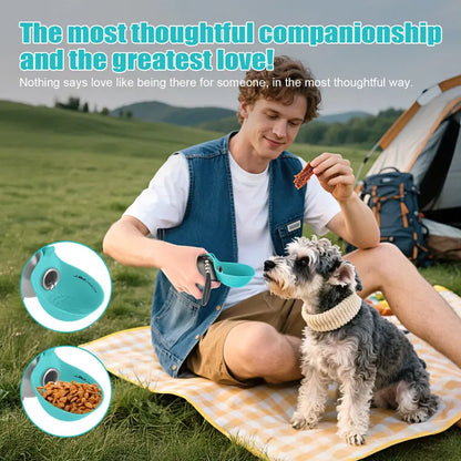 Lumikata 2-in-1 Portable Dog Water Bottle - 10oz Stainless Steel with Silicone Foldable Bowl, Leak-Proof Design for Small Dogs, Ideal for Walking and Feeding