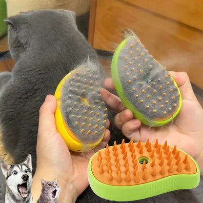 3-in-1 Electric Pet Grooming Tool: Steamy Brush with Sprayer for Massage and Shedding Control for Cats and Dogs