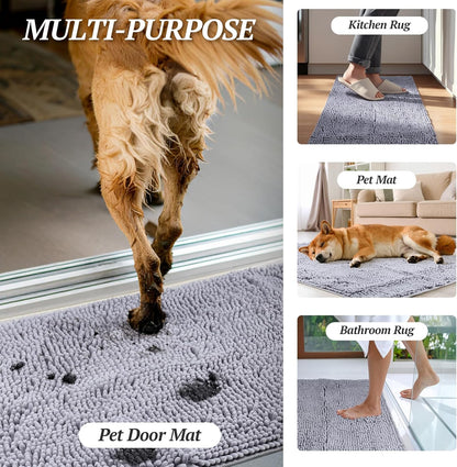 Absorpmax Mud-Resistant Dog Door Mat, 31" x 20", Beige