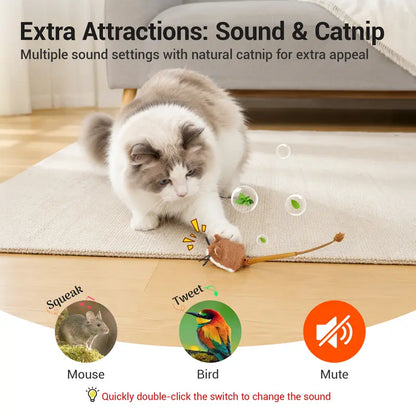 Potaroma Smart Rolling Plush Mouse Cat Toy - Automatic Motion-Activated Interactive Device, Rechargeable for Enhanced Playtime for Indoor Cats and Kittens