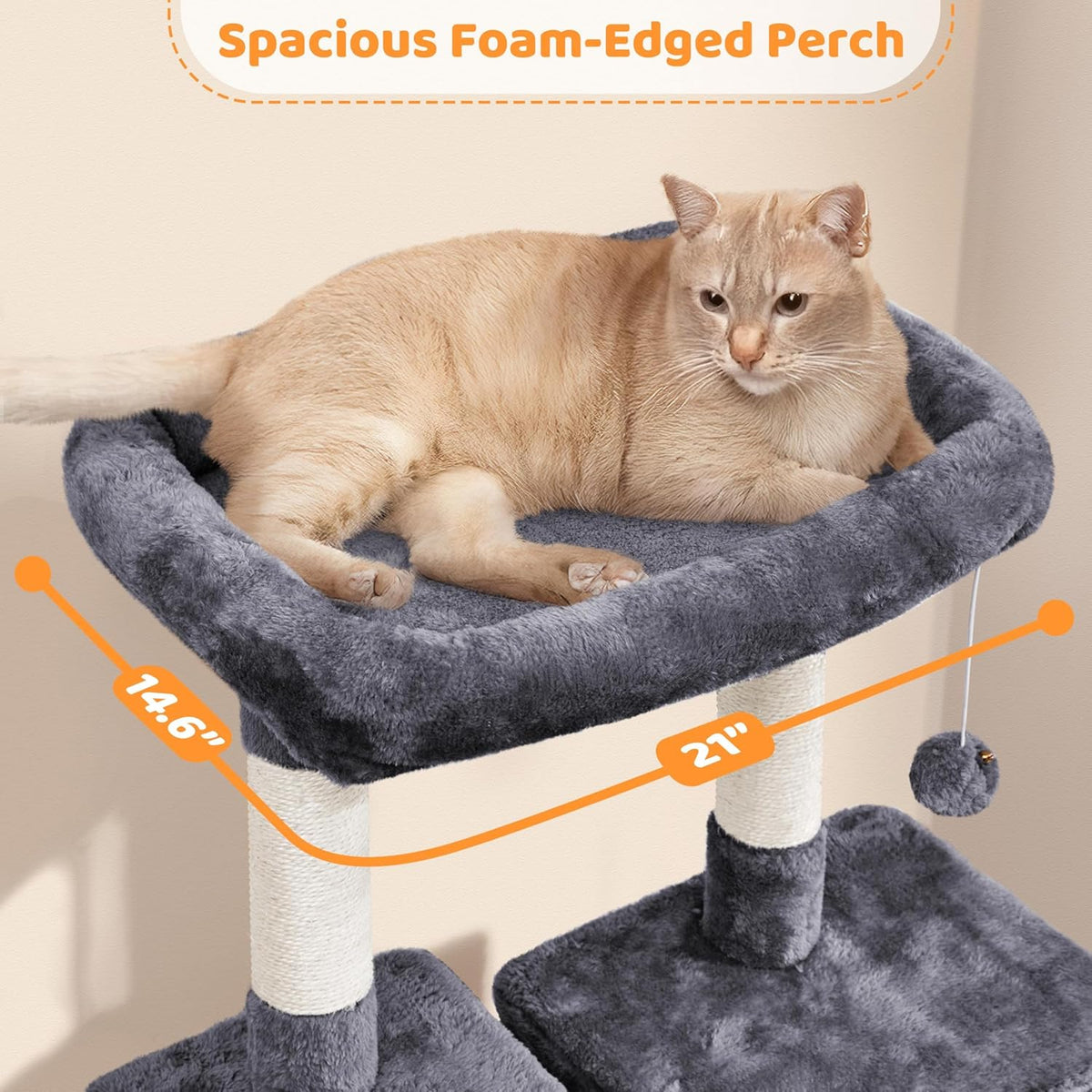 54-Inch Multi-Level Cat Tree Tower with Condo and Hammock for Large Cats