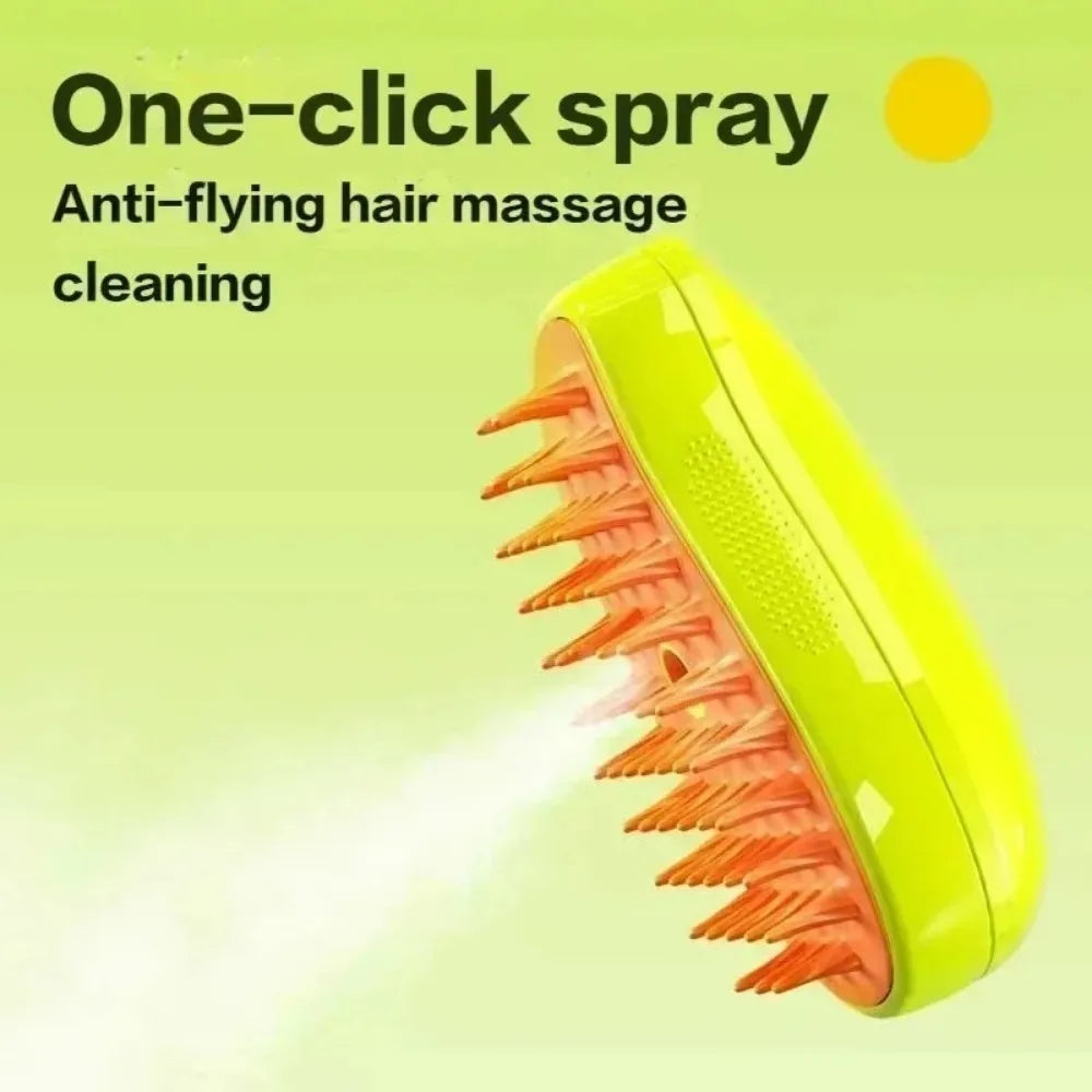 3-in-1 Electric Pet Grooming Tool: Steamy Brush with Sprayer for Massage and Shedding Control for Cats and Dogs