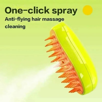 3-in-1 Electric Pet Grooming Tool: Steamy Brush with Sprayer for Massage and Shedding Control for Cats and Dogs