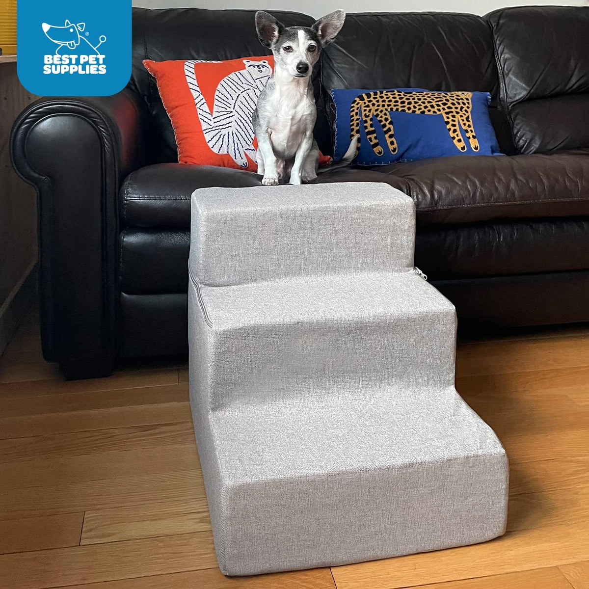 Foam Pet Stairs and Steps for Small Dogs and Cats - Non-Slip Indoor Support, Foldable 3-Step Design, No Assembly Required
