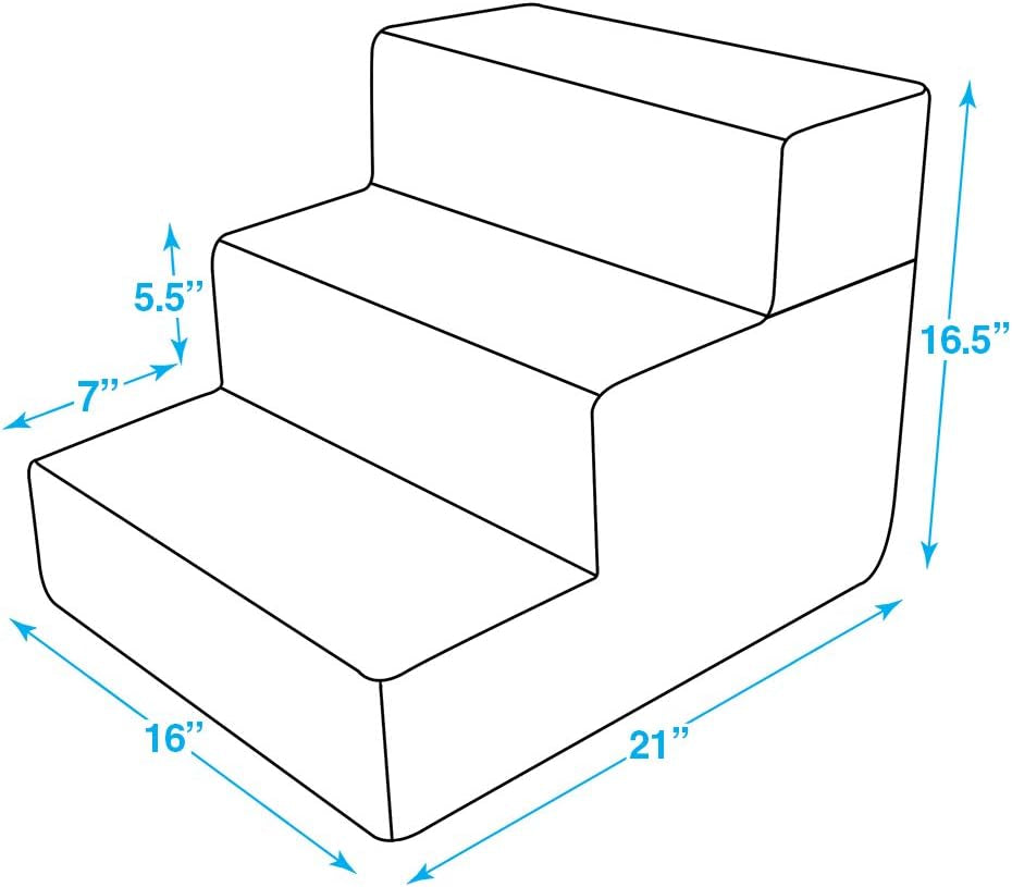 Foam Pet Stairs and Steps for Small Dogs and Cats - Non-Slip Indoor Support, Foldable 3-Step Design, No Assembly Required
