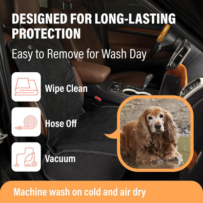 Waterproof Dog Car Seat Cover - Front Seat Protector for SUVs, Trucks, and Sedans - Universal Fit Pet Safety Travel System in Beige