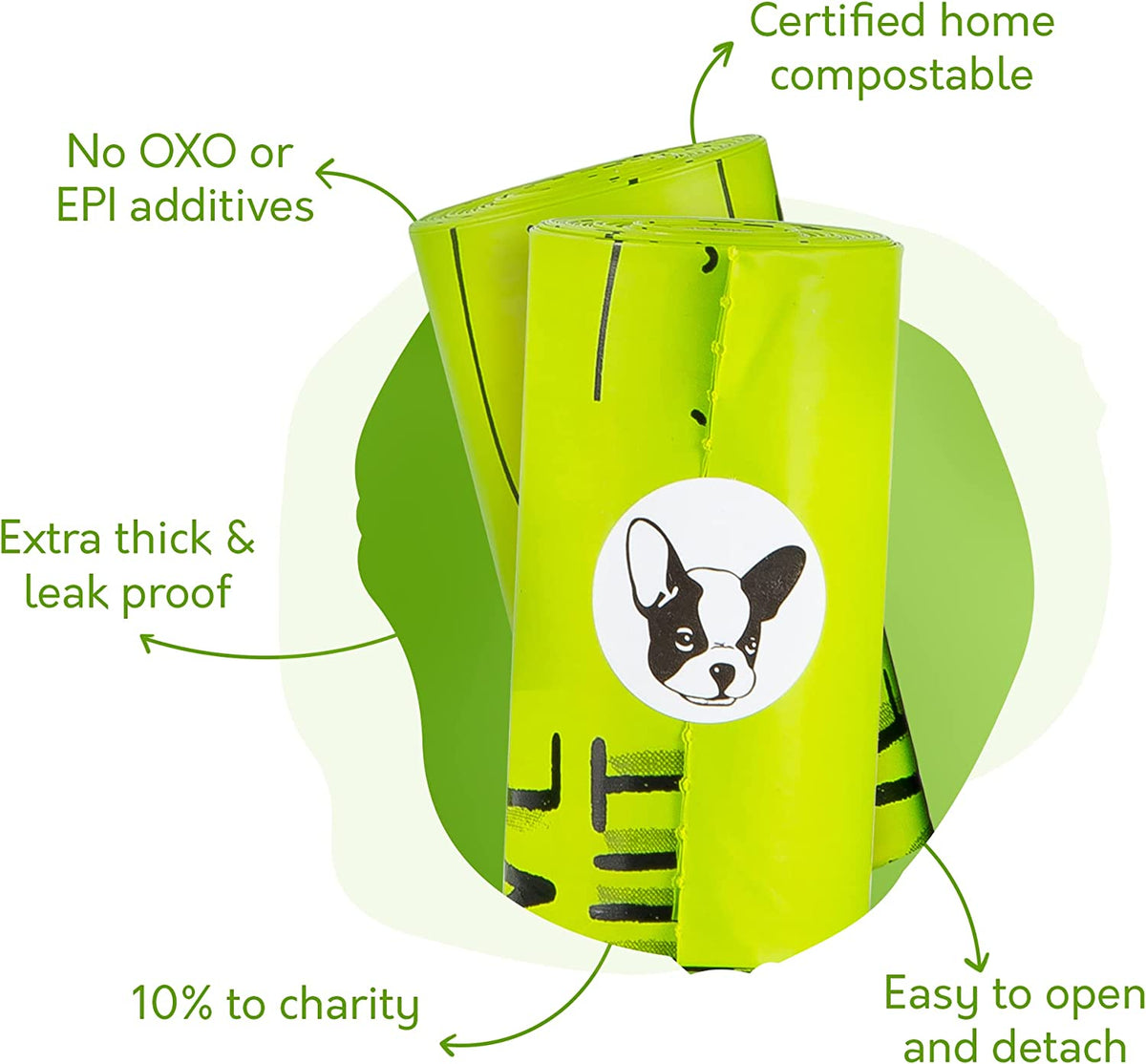 Home Compostable Dog Waste Bags - 100% Certified, 10% Donated to Charity, ASTM D6400 & EN 13432 Compliant - 240 Plant-Based Bags (16 Rolls)