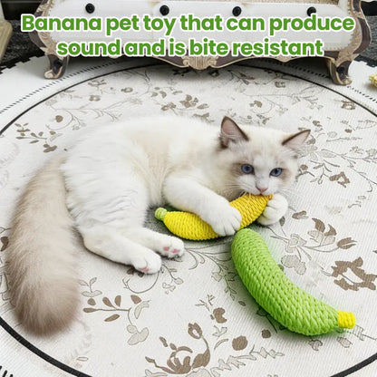 Sisal Fruit Interactive Cat Chewing Toy - 40G, Portable Banana Design for Biting, Batting, and Scratching, Ideal for Indoor Play (Yellow/Green)