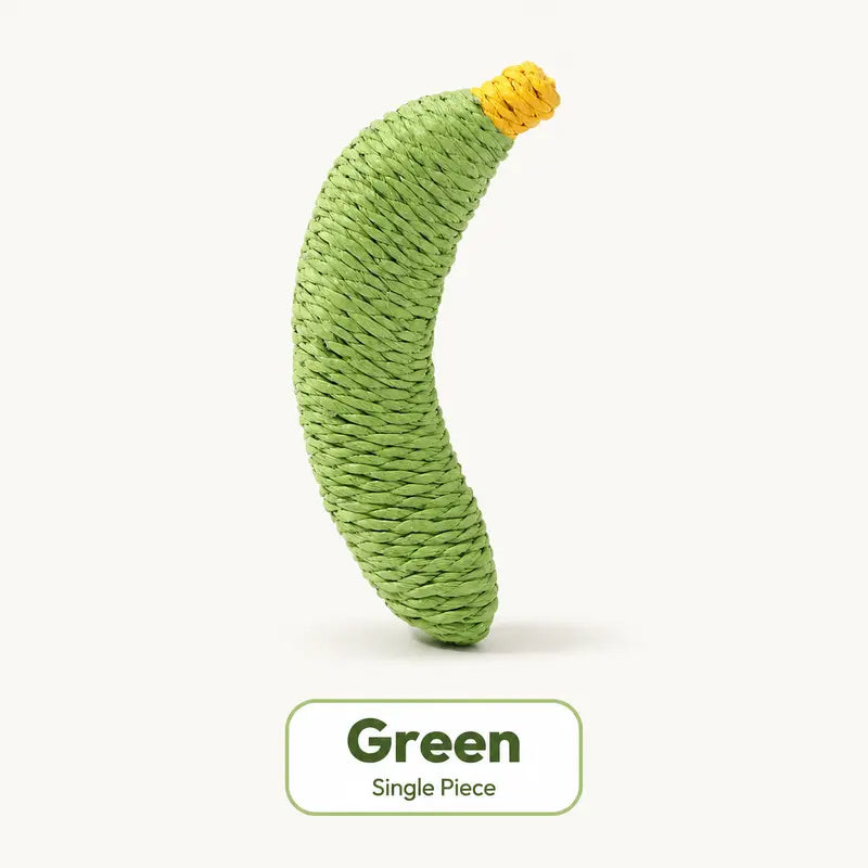 Sisal Fruit Interactive Cat Chewing Toy - 40G, Portable Banana Design for Biting, Batting, and Scratching, Ideal for Indoor Play (Yellow/Green)