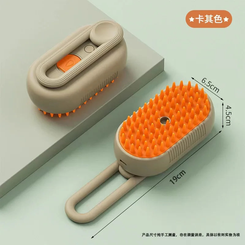 3-in-1 Electric Pet Grooming Tool: Steamy Brush with Sprayer for Massage and Shedding Control for Cats and Dogs