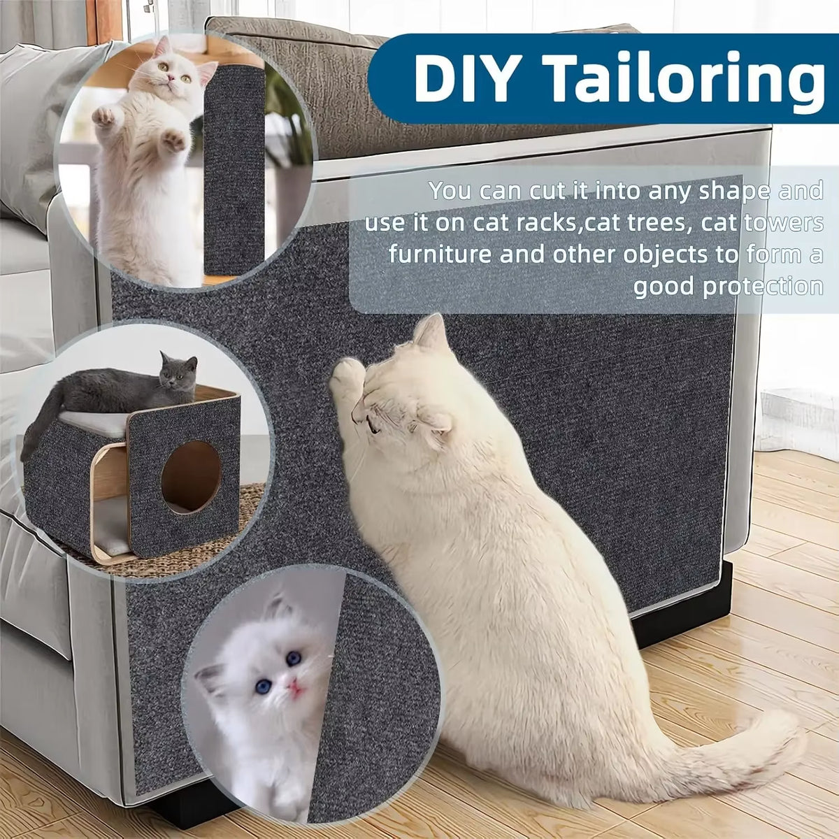 Sofa Protection Mat for Cats - Self-Adhesive Scratch Board and Climbing Frame