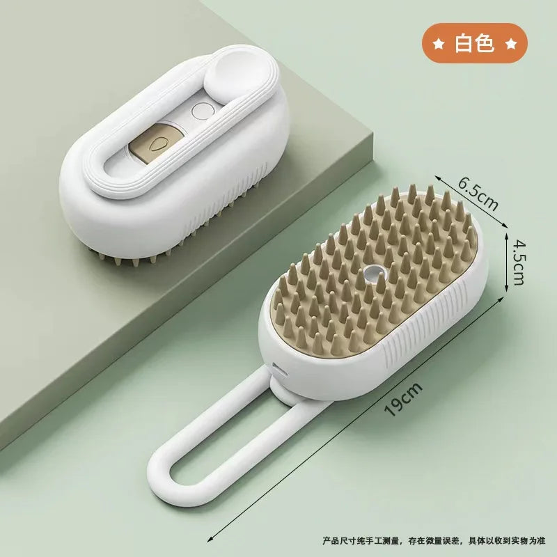 3-in-1 Electric Pet Grooming Tool: Steamy Brush with Sprayer for Massage and Shedding Control for Cats and Dogs