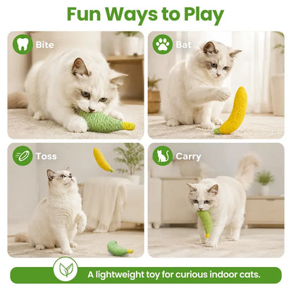 Sisal Fruit Interactive Cat Chewing Toy - 40G, Portable Banana Design for Biting, Batting, and Scratching, Ideal for Indoor Play (Yellow/Green)
