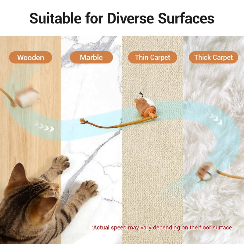 Potaroma Smart Rolling Plush Mouse Cat Toy - Automatic Motion-Activated Interactive Device, Rechargeable for Enhanced Playtime for Indoor Cats and Kittens