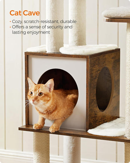 Multi-Level Cat Tree Tower, 64.6 Inches with Five Scratching Posts