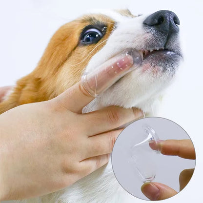 Premium Silicone Pet Finger Toothbrush for Dogs and Cats - Effective Bad Breath and Tartar Control Cleaning Tool